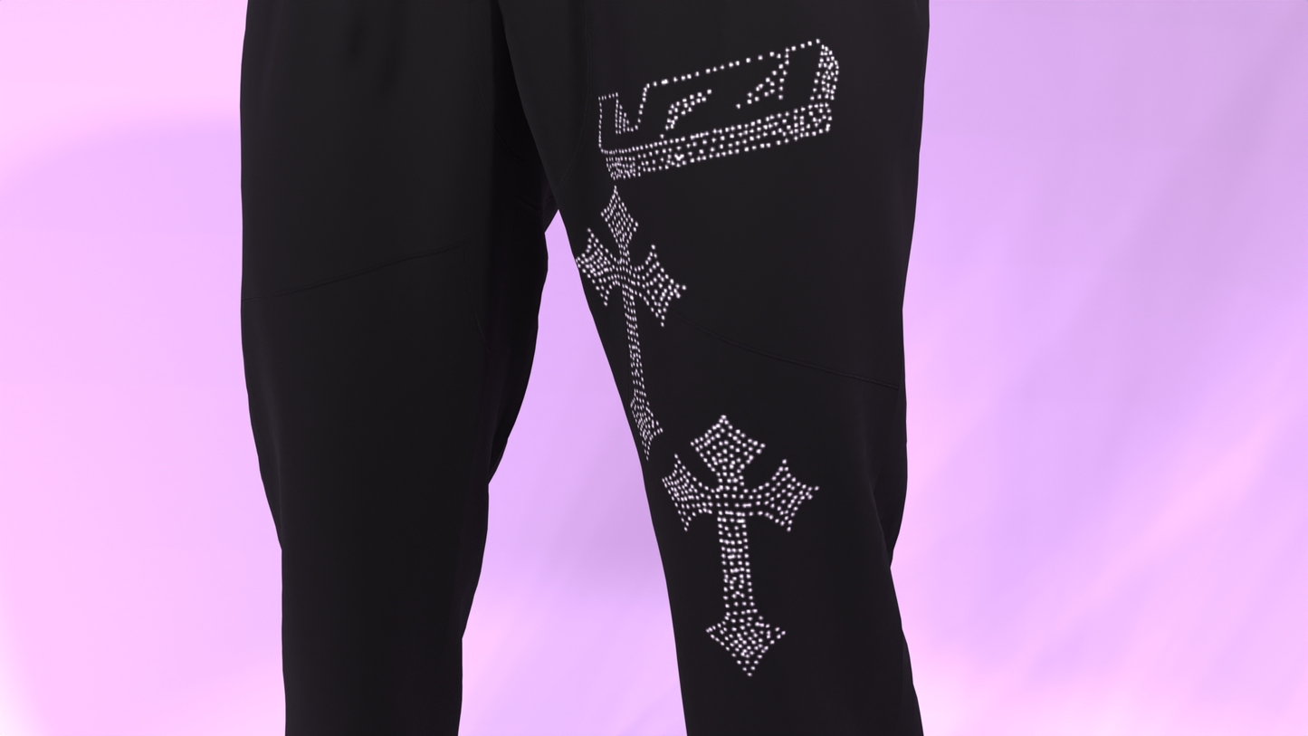 Rhinestone Crosses Uzi Joggers